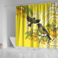 Bellbird New Zealand Shower Curtain Korimako Kowhai Maori Pattern LT14 - Polynesian Pride