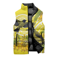 Bellbird New Zealand Sleeveless Puffer Jacket Korimako Kowhai Maori Pattern LT14 - Polynesian Pride
