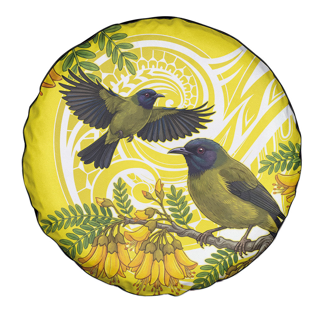 Bellbird New Zealand Spare Tire Cover Korimako Kowhai Maori Pattern LT14 - Polynesian Pride