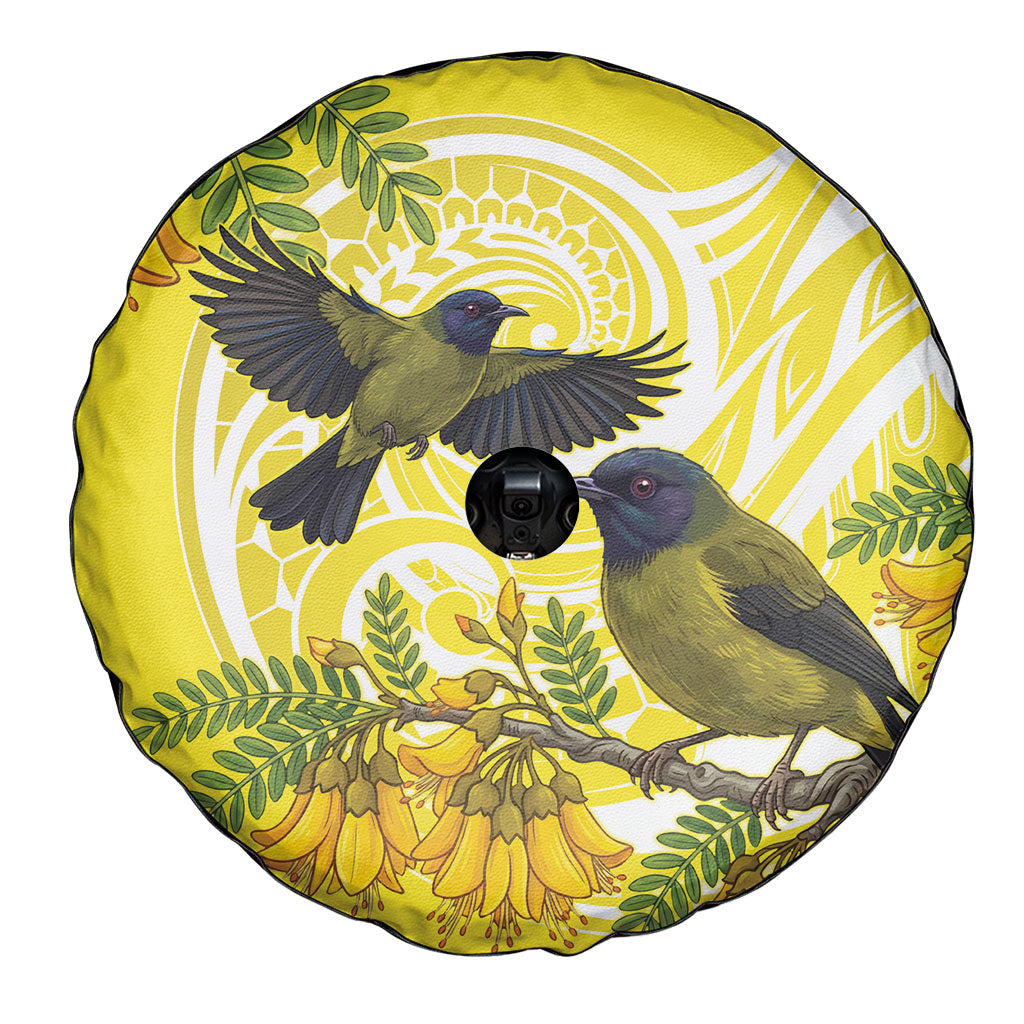 Bellbird New Zealand Spare Tire Cover Korimako Kowhai Maori Pattern LT14 - Polynesian Pride
