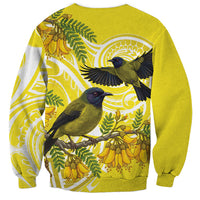 Bellbird New Zealand Sweatshirt Korimako Kowhai Maori Pattern LT14 - Polynesian Pride