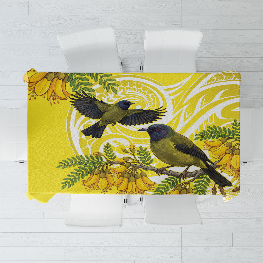 Bellbird New Zealand Tablecloth Korimako Kowhai Maori Pattern LT14 Yellow - Polynesian Pride