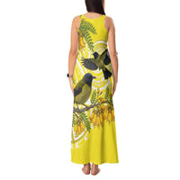 Bellbird New Zealand Tank Maxi Dress Korimako Kowhai Maori Pattern LT14 - Polynesian Pride