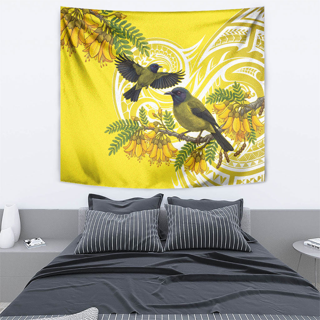 Bellbird New Zealand Tapestry Korimako Kowhai Maori Pattern LT14 - Polynesian Pride