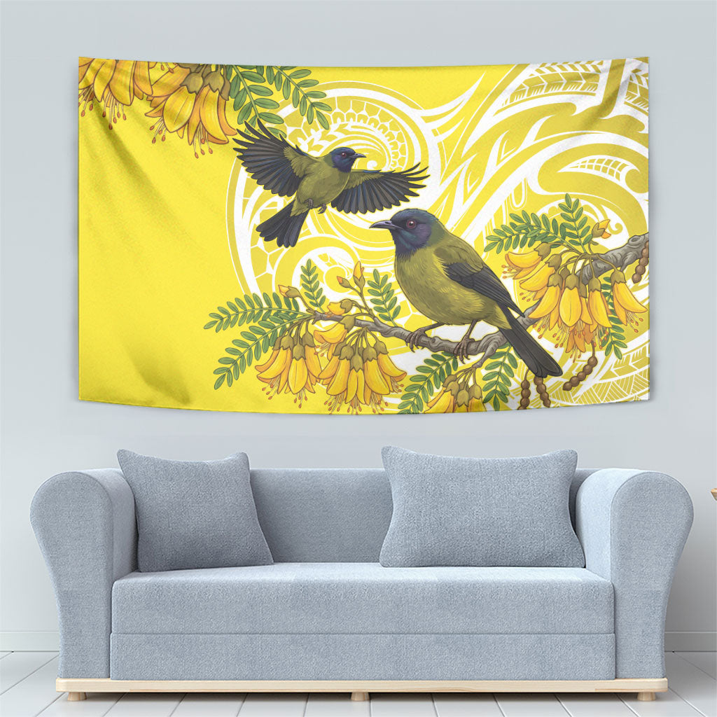 Bellbird New Zealand Tapestry Korimako Kowhai Maori Pattern LT14 - Polynesian Pride