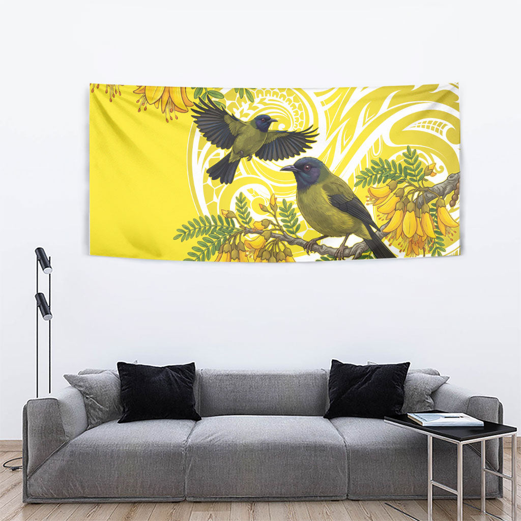 Bellbird New Zealand Tapestry Korimako Kowhai Maori Pattern LT14 - Polynesian Pride