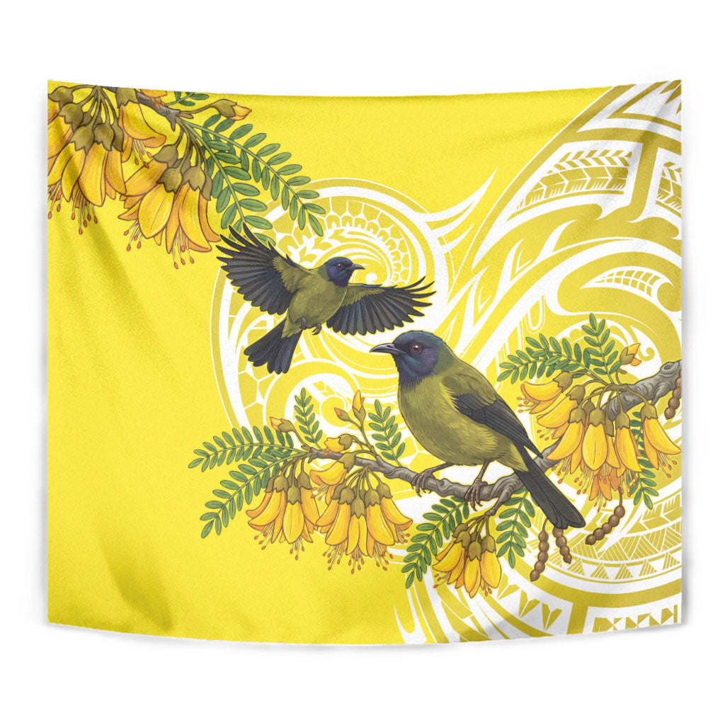 Bellbird New Zealand Tapestry Korimako Kowhai Maori Pattern LT14 - Polynesian Pride