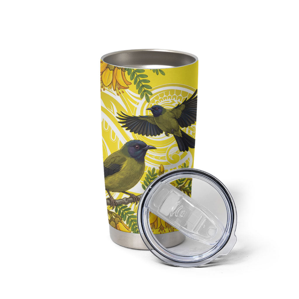Bellbird New Zealand Tumbler Cup Korimako Kowhai Maori Pattern LT14 - Polynesian Pride
