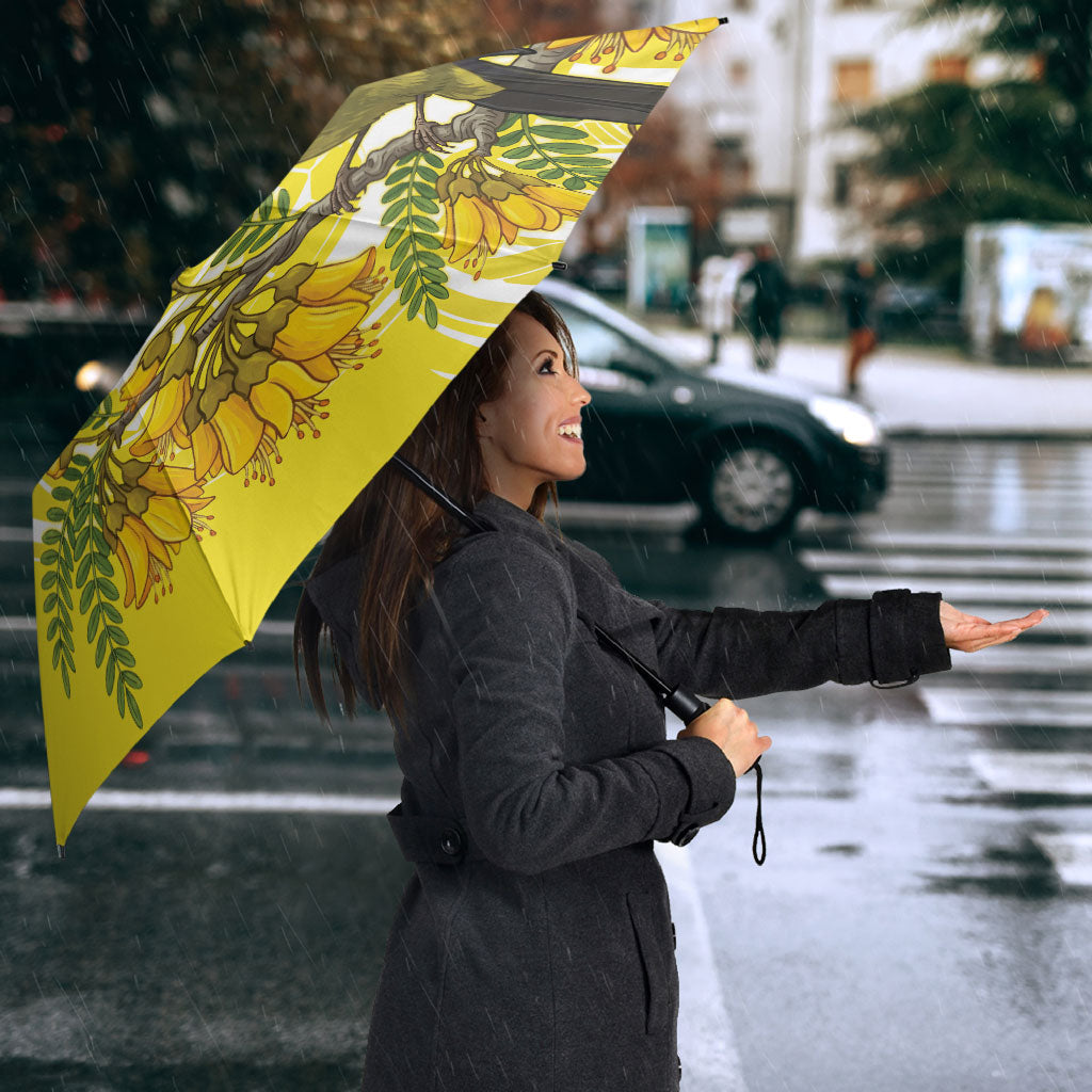 Bellbird New Zealand Umbrella Korimako Kowhai Maori Pattern LT14 - Polynesian Pride