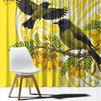 Bellbird New Zealand Window Curtain Korimako Kowhai Maori Pattern LT14 - Polynesian Pride