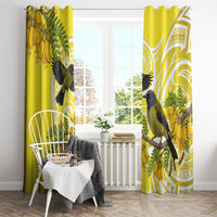 Bellbird New Zealand Window Curtain Korimako Kowhai Maori Pattern LT14 - Polynesian Pride