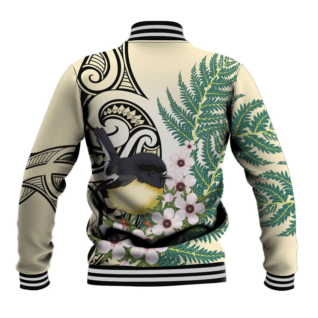 Endemic Tomtit New Zealand Baseball Jacket Miromiro Manuka Silver Fern Maori Pattern LT14 - Polynesian Pride