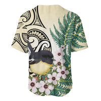 Endemic Tomtit New Zealand Baseball Jersey Miromiro Manuka Silver Fern Maori Pattern LT14 - Polynesian Pride