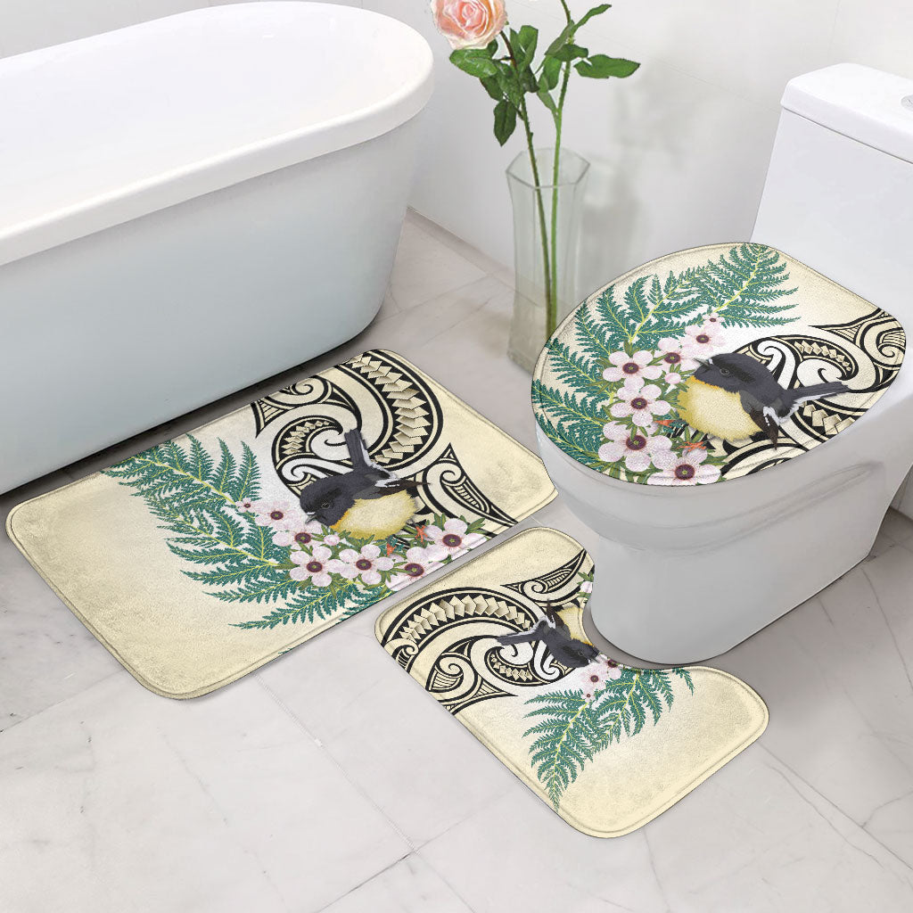 Endemic Tomtit New Zealand Bathroom Set Miromiro Manuka Silver Fern Maori Pattern LT14 - Polynesian Pride