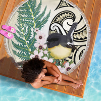 Endemic Tomtit New Zealand Beach Blanket Miromiro Manuka Silver Fern Maori Pattern