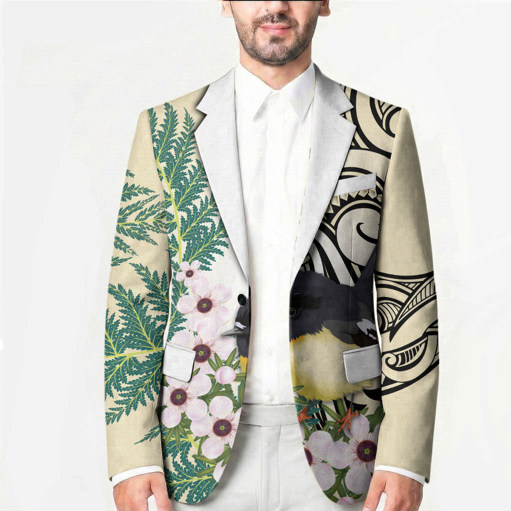 Endemic Tomtit New Zealand Blazer Miromiro Manuka Silver Fern Maori Pattern LT14 - Polynesian Pride