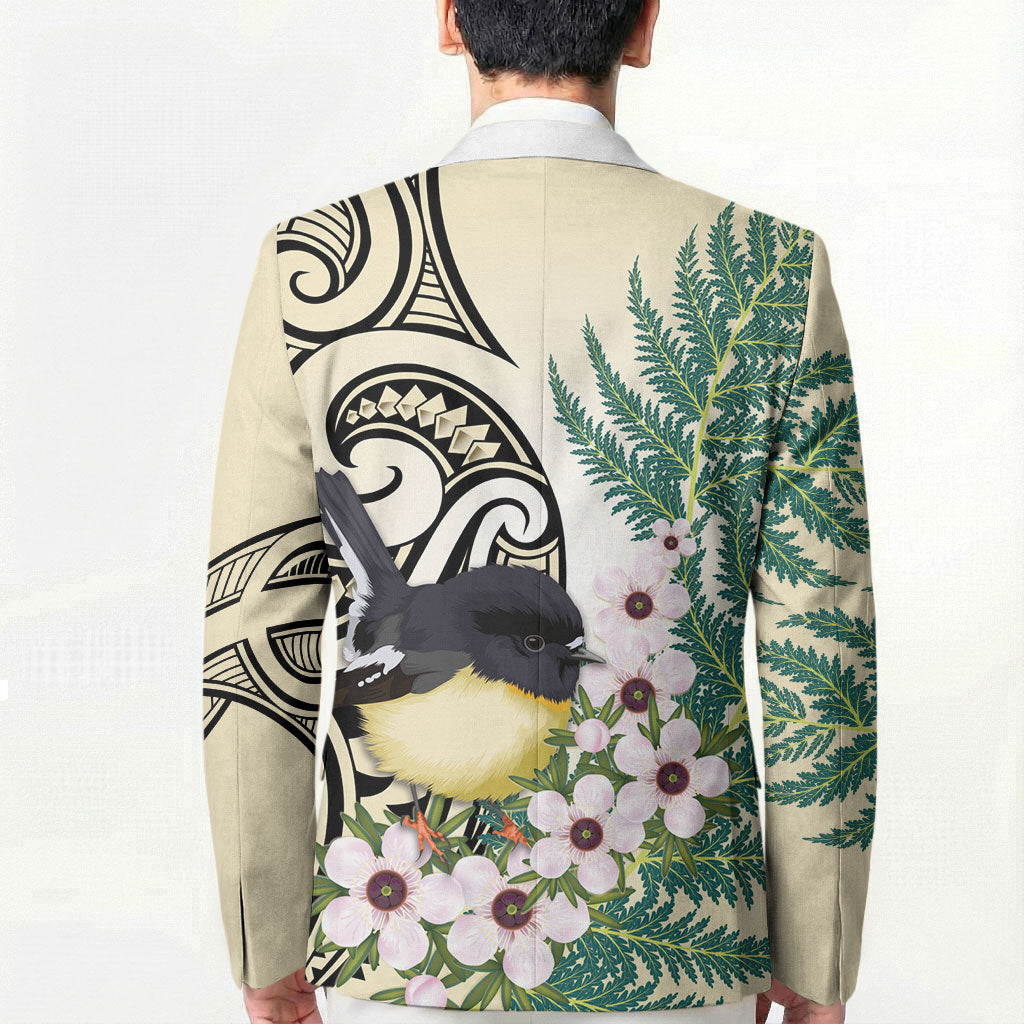 Endemic Tomtit New Zealand Blazer Miromiro Manuka Silver Fern Maori Pattern LT14 - Polynesian Pride