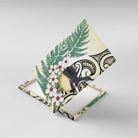 Endemic Tomtit New Zealand Canvas Wall Art Miromiro Manuka Silver Fern Maori Pattern LT14 With Frame Cream - Polynesian Pride