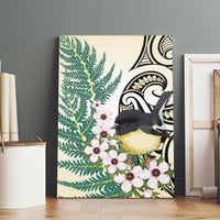 Endemic Tomtit New Zealand Canvas Wall Art Miromiro Manuka Silver Fern Maori Pattern LT14 - Polynesian Pride
