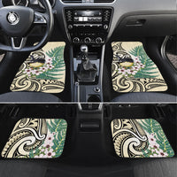 Endemic Tomtit New Zealand Car Mats Miromiro Manuka Silver Fern Maori Pattern LT14 Set 4pcs Cream - Polynesian Pride