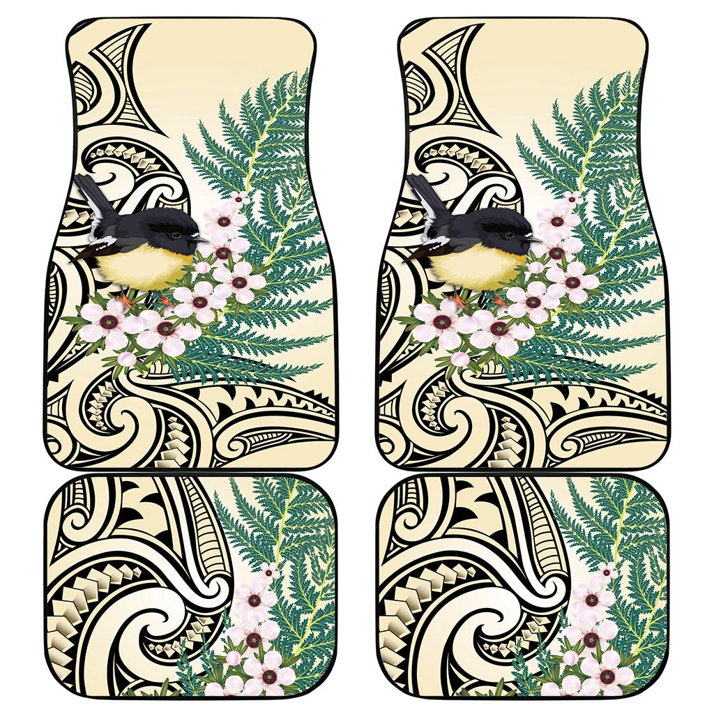 Endemic Tomtit New Zealand Car Mats Miromiro Manuka Silver Fern Maori Pattern LT14 - Polynesian Pride