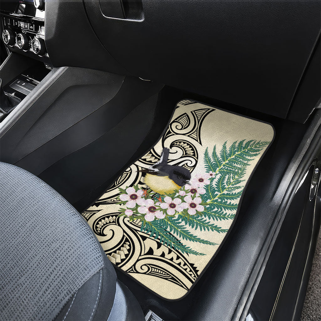 Endemic Tomtit New Zealand Car Mats Miromiro Manuka Silver Fern Maori Pattern LT14 - Polynesian Pride