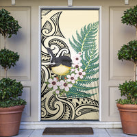 Endemic Tomtit New Zealand Door Cover Miromiro Manuka Silver Fern Maori Pattern LT14 Cream - Polynesian Pride