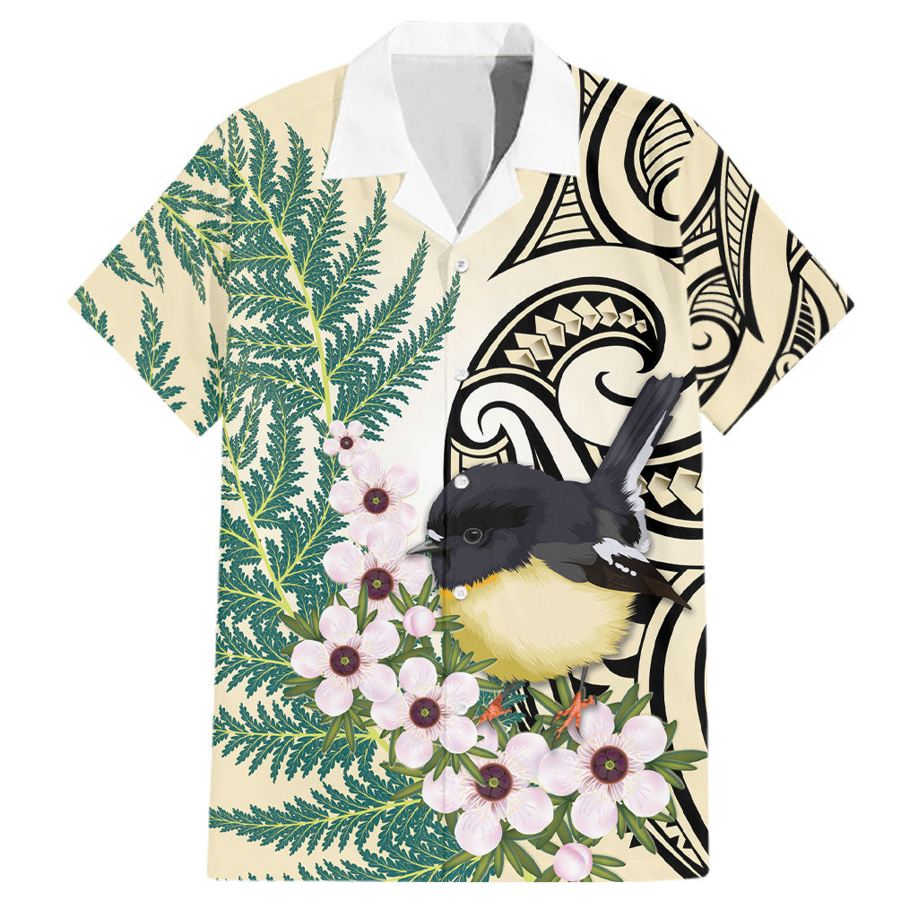 Endemic Tomtit New Zealand Family Matching Mermaid Dress and Hawaiian Shirt Miromiro Manuka Silver Fern Maori Pattern