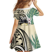 Endemic Tomtit New Zealand Family Matching Off Shoulder Maxi Dress and Hawaiian Shirt Miromiro Manuka Silver Fern Maori Pattern
