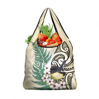 Endemic Tomtit New Zealand Grocery Bag Miromiro Manuka Silver Fern Maori Pattern LT14 1-pack One Size Cream - Polynesian Pride