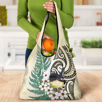 Endemic Tomtit New Zealand Grocery Bag Miromiro Manuka Silver Fern Maori Pattern LT14 - Polynesian Pride