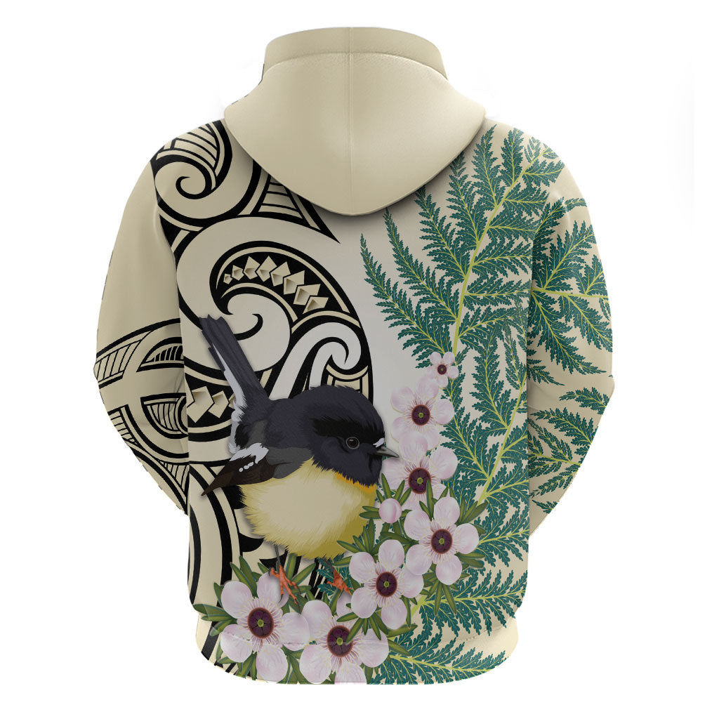 Endemic Tomtit New Zealand Hoodie Miromiro Manuka Silver Fern Maori Pattern LT14 - Polynesian Pride