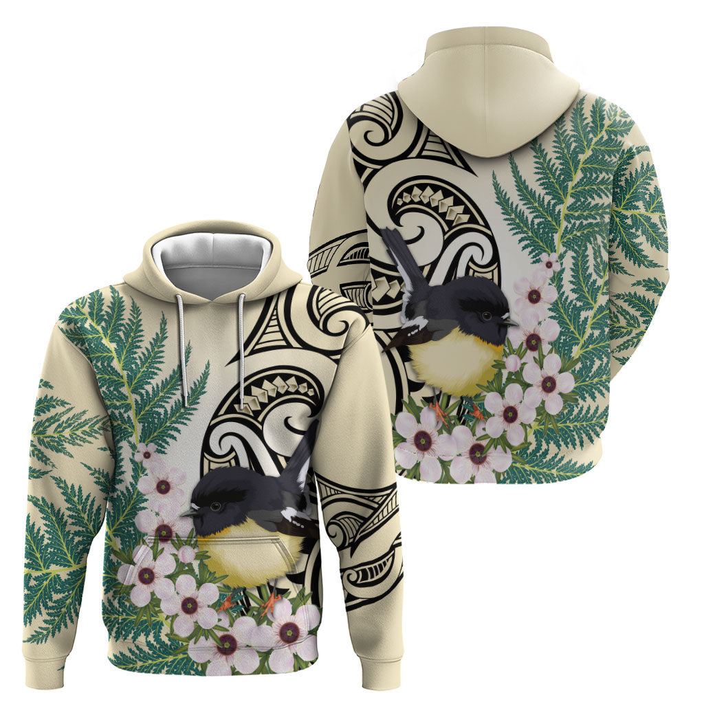 Endemic Tomtit New Zealand Hoodie Miromiro Manuka Silver Fern Maori Pattern LT14 - Polynesian Pride