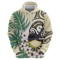 Endemic Tomtit New Zealand Hoodie Miromiro Manuka Silver Fern Maori Pattern LT14 - Polynesian Pride