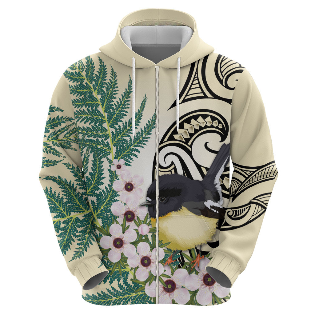 Endemic Tomtit New Zealand Hoodie Miromiro Manuka Silver Fern Maori Pattern LT14 - Polynesian Pride