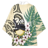 Endemic Tomtit New Zealand Kimono Miromiro Manuka Silver Fern Maori Pattern LT14 - Polynesian Pride