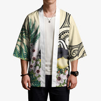 Endemic Tomtit New Zealand Kimono Miromiro Manuka Silver Fern Maori Pattern LT14 - Polynesian Pride