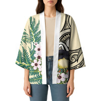 Endemic Tomtit New Zealand Kimono Miromiro Manuka Silver Fern Maori Pattern LT14 - Polynesian Pride
