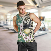 Endemic Tomtit New Zealand Men Tank Top Miromiro Manuka Silver Fern Maori Pattern LT14 Cream - Polynesian Pride
