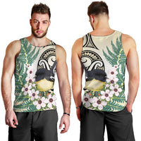 Endemic Tomtit New Zealand Men Tank Top Miromiro Manuka Silver Fern Maori Pattern LT14 - Polynesian Pride