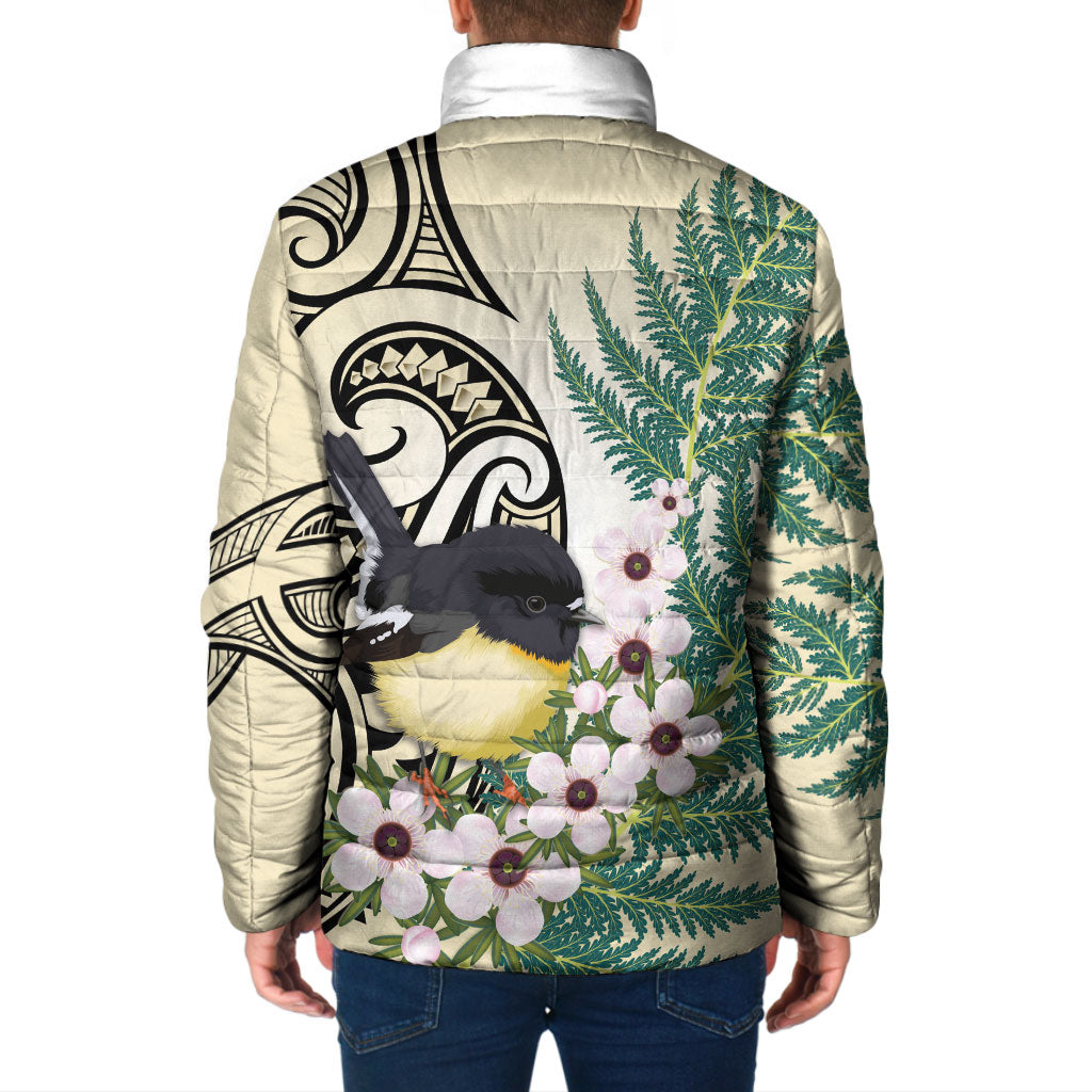 Endemic Tomtit New Zealand Padded Jacket Miromiro Manuka Silver Fern Maori Pattern LT14 - Polynesian Pride
