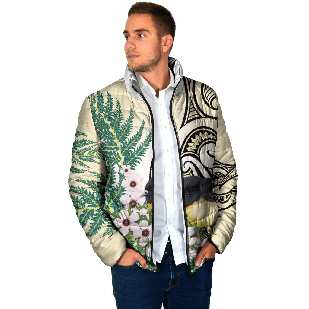 Endemic Tomtit New Zealand Padded Jacket Miromiro Manuka Silver Fern Maori Pattern LT14 - Polynesian Pride