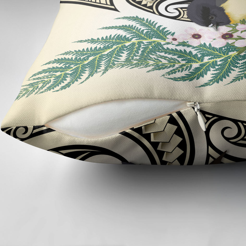 Endemic Tomtit New Zealand Pillow Cover Miromiro Manuka Silver Fern Maori Pattern LT14 - Polynesian Pride