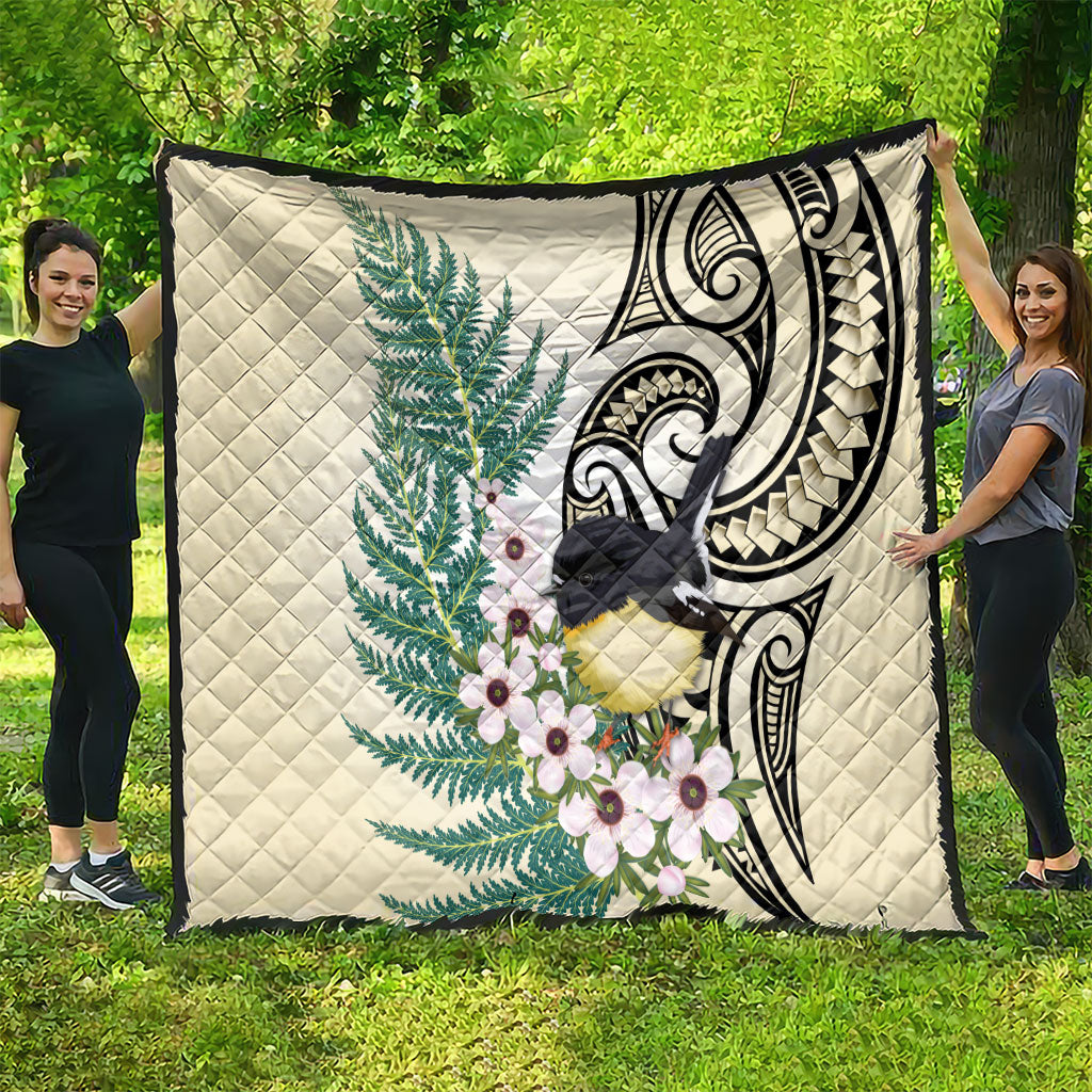 Endemic Tomtit New Zealand Quilt Miromiro Manuka Silver Fern Maori Pattern LT14 - Polynesian Pride