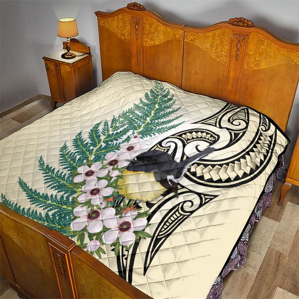 Endemic Tomtit New Zealand Quilt Miromiro Manuka Silver Fern Maori Pattern LT14 - Polynesian Pride