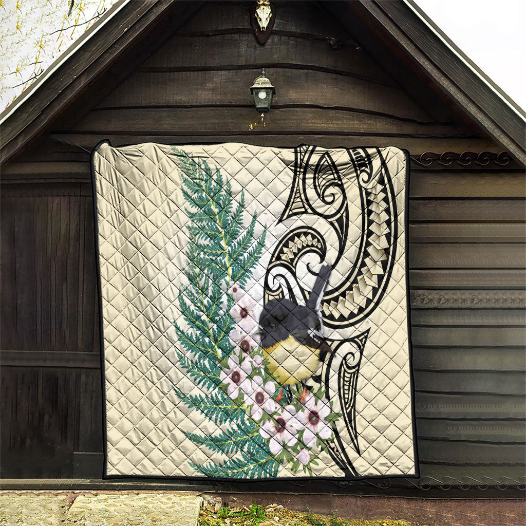 Endemic Tomtit New Zealand Quilt Miromiro Manuka Silver Fern Maori Pattern LT14 - Polynesian Pride