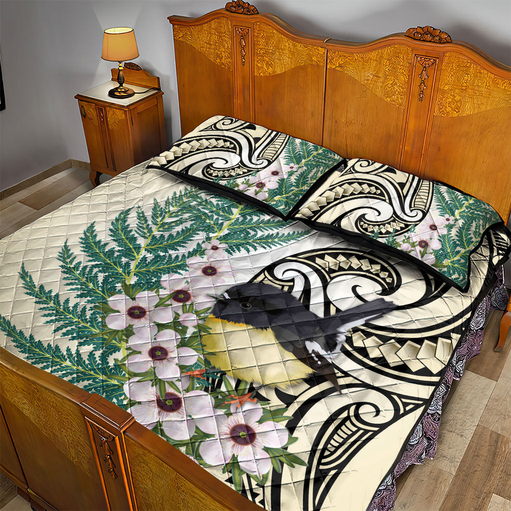 Endemic Tomtit New Zealand Quilt Bed Set Miromiro Manuka Silver Fern Maori Pattern LT14 - Polynesian Pride