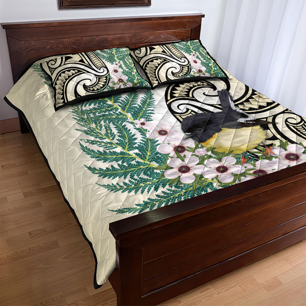 Endemic Tomtit New Zealand Quilt Bed Set Miromiro Manuka Silver Fern Maori Pattern LT14 - Polynesian Pride