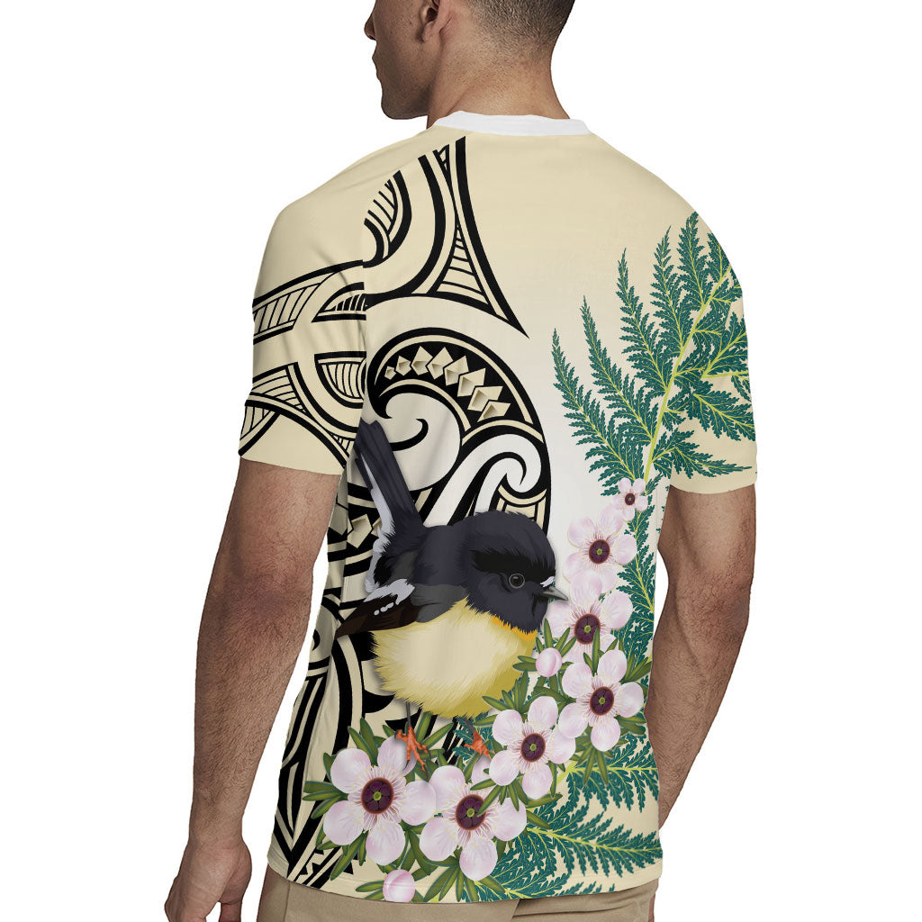 Endemic Tomtit New Zealand Rugby Jersey Miromiro Manuka Silver Fern Maori Pattern LT14 - Polynesian Pride