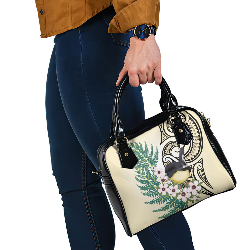 Endemic Tomtit New Zealand Shoulder Handbag Miromiro Manuka Silver Fern Maori Pattern LT14 - Polynesian Pride